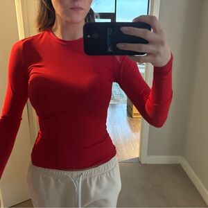Women's Red Long Sleeve Top